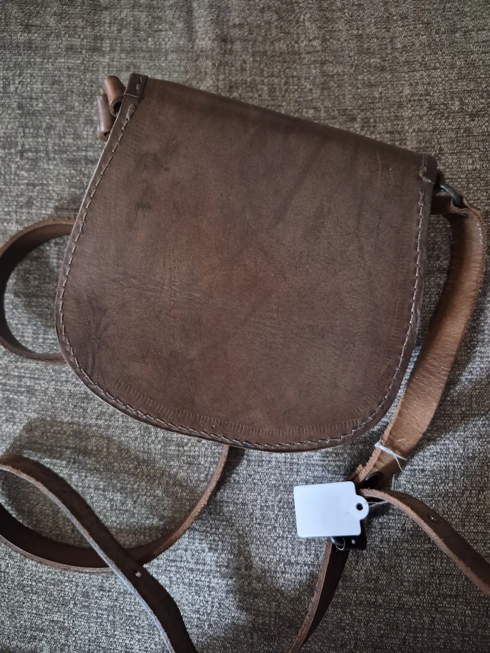Hand-Tooled Brown Leather Crossbody with Colorful Embroidered Accents